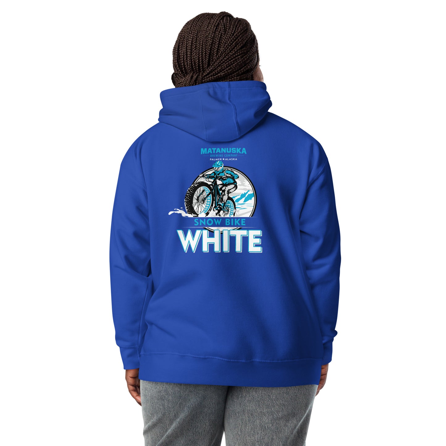 Snow Bike White Back logo unisex Premium Hoodie