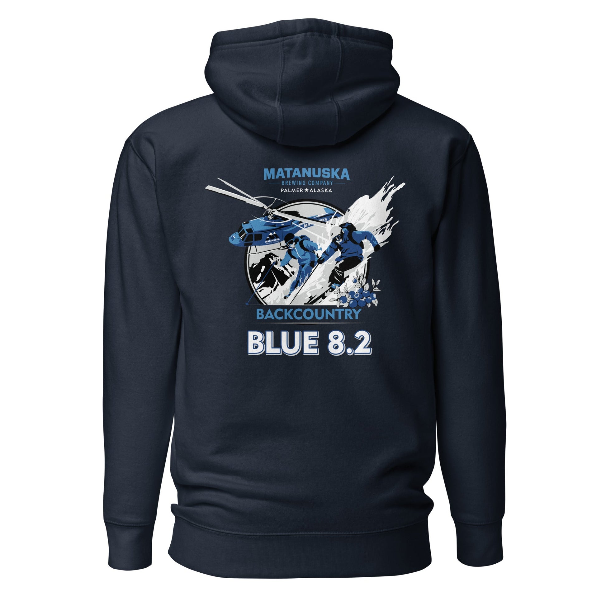 Blue 8.2 Back Logo premium hoodie – Matanuska Brewing Company Blue 8.2 Back Logo premium hoodie – Matanuska Brewing Company