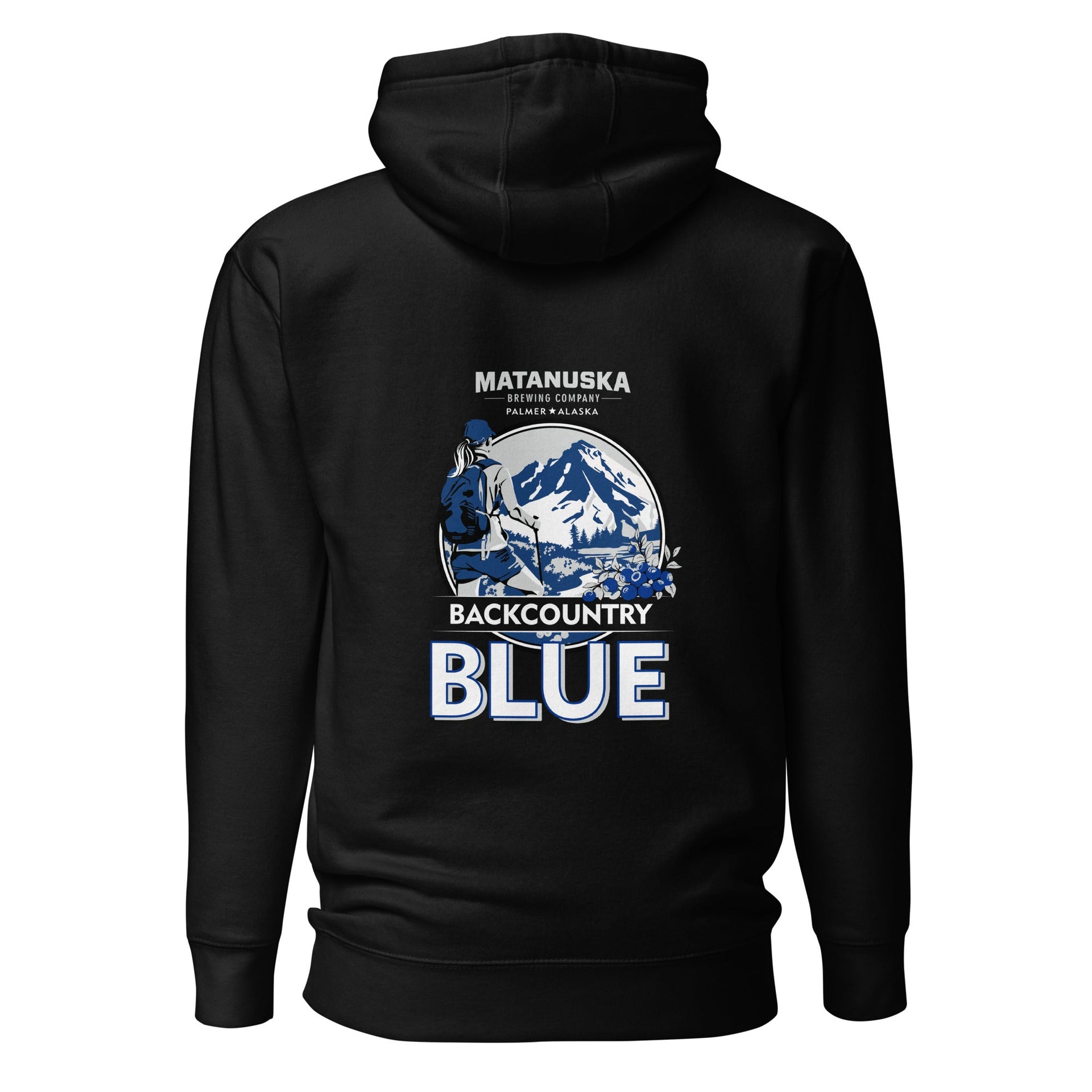 Back Country Blue Back Logo Premium Hoodie – Matanuska Brewing