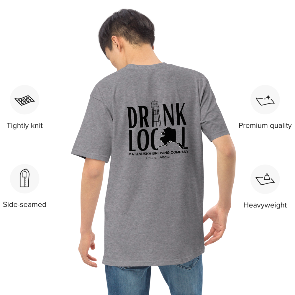 Heavy Weight Drink Local Men’s back print premium tee