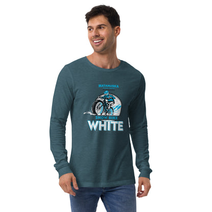 Snow BIke White 100% Cotton Long Sleeve T-Shirt