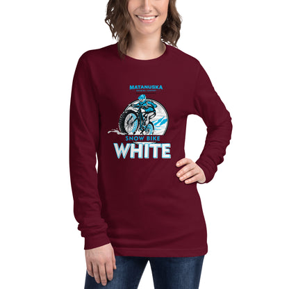 Snow BIke White 100% Cotton Long Sleeve T-Shirt